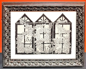 【YO-CO】紙版画「つるバラの館」（受注品）