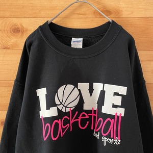 【GILDAN】プリント スウェットトレーナー バスケットボール LOVE basketball M 黒 US古着