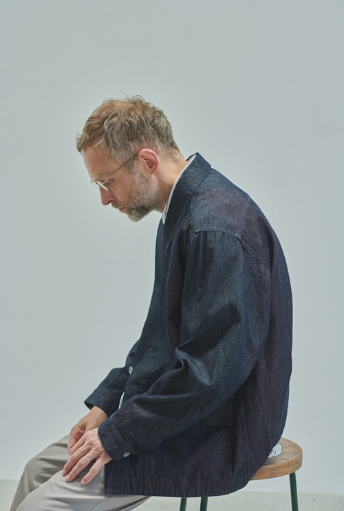 STILL BY HAND " 11.5oz denim blouson ( DARK NAVY )"