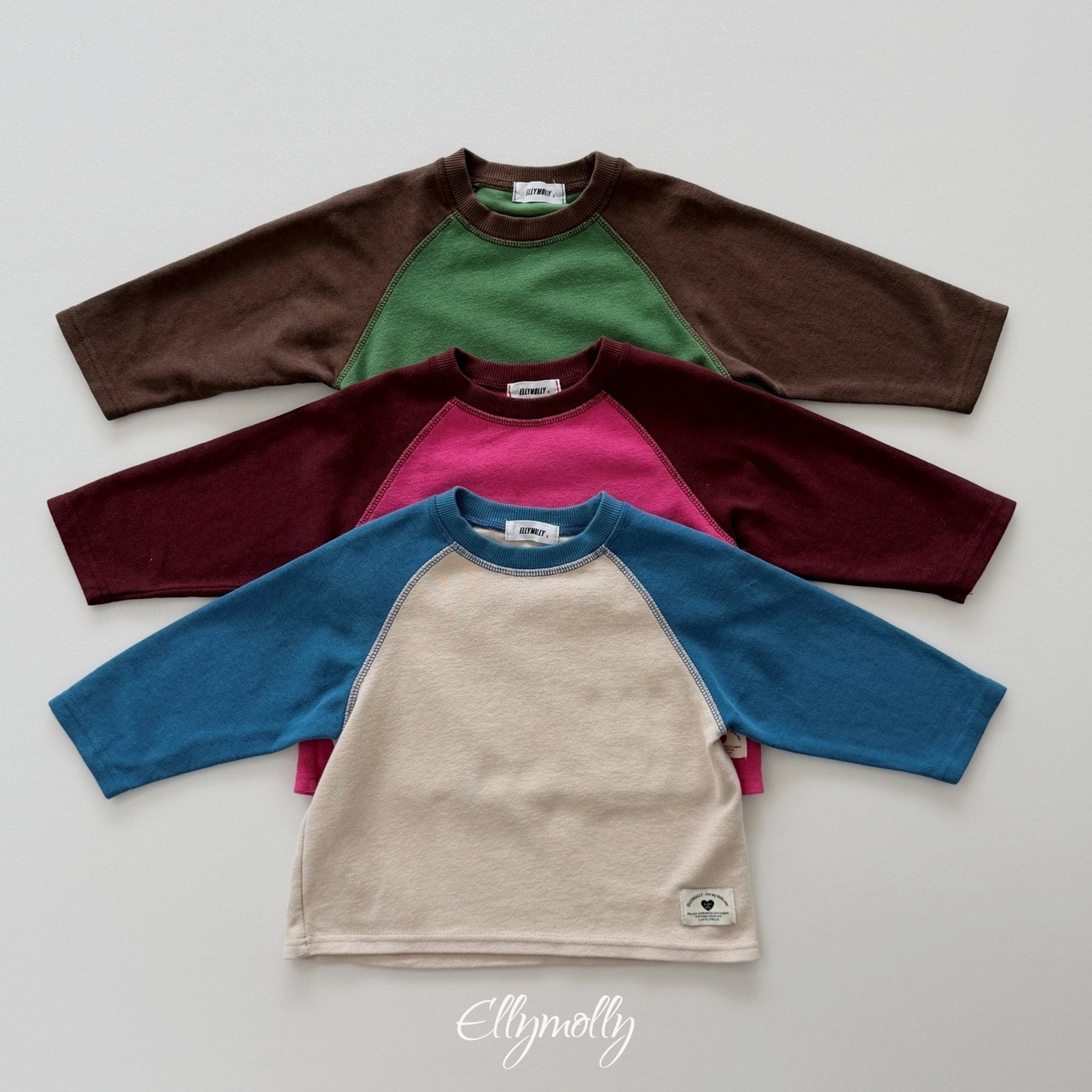 エリーモリー / ELLY MOLLY / ラオン配色ラグランTシャツ / 韓国子供服 / ジュニア / 26winter〖取寄〗*13~19号*
