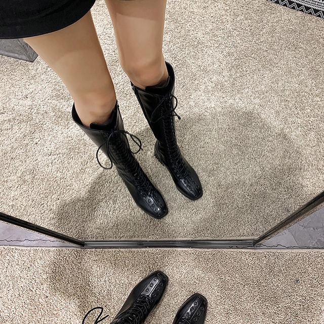 ブーツオータムレッドカジュアルブラック 靴 シューズ 秋物 フェイクシューズ77925181305