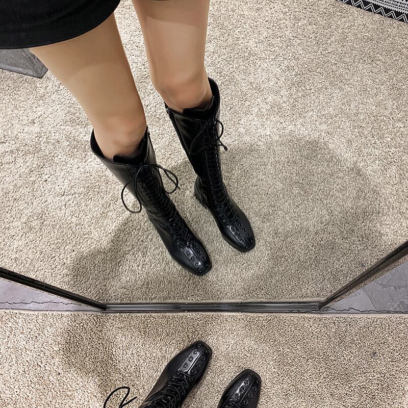 ブーツオータムレッドカジュアルブラック 靴 シューズ 秋物 フェイクシューズ77925181305