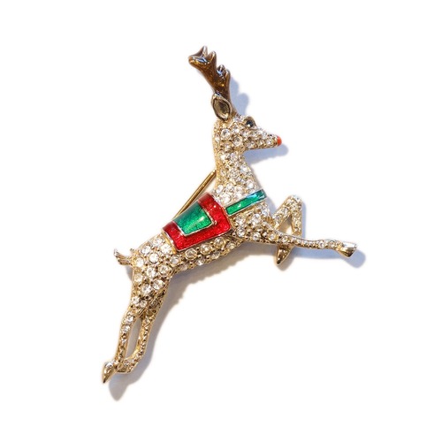 Christmas Reindeer Rhinestone Brooch