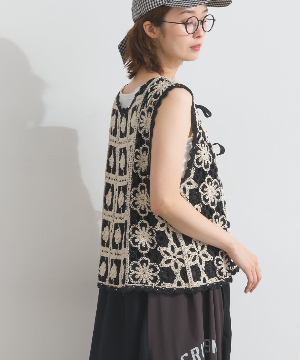 D261114 クロシェモチーフ2WAYベスト / Crochet Motif 2WAY Vest (残り