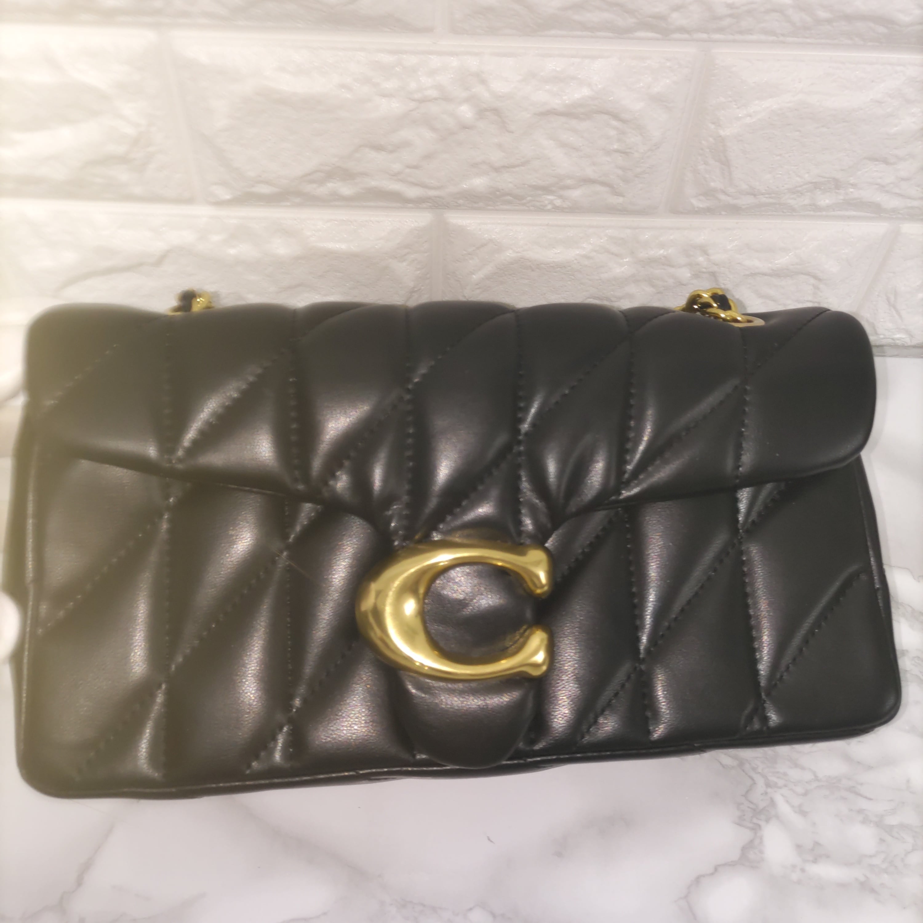 COACH コーチ タビー ショルダー バッグ 26 キルティング ブラック  