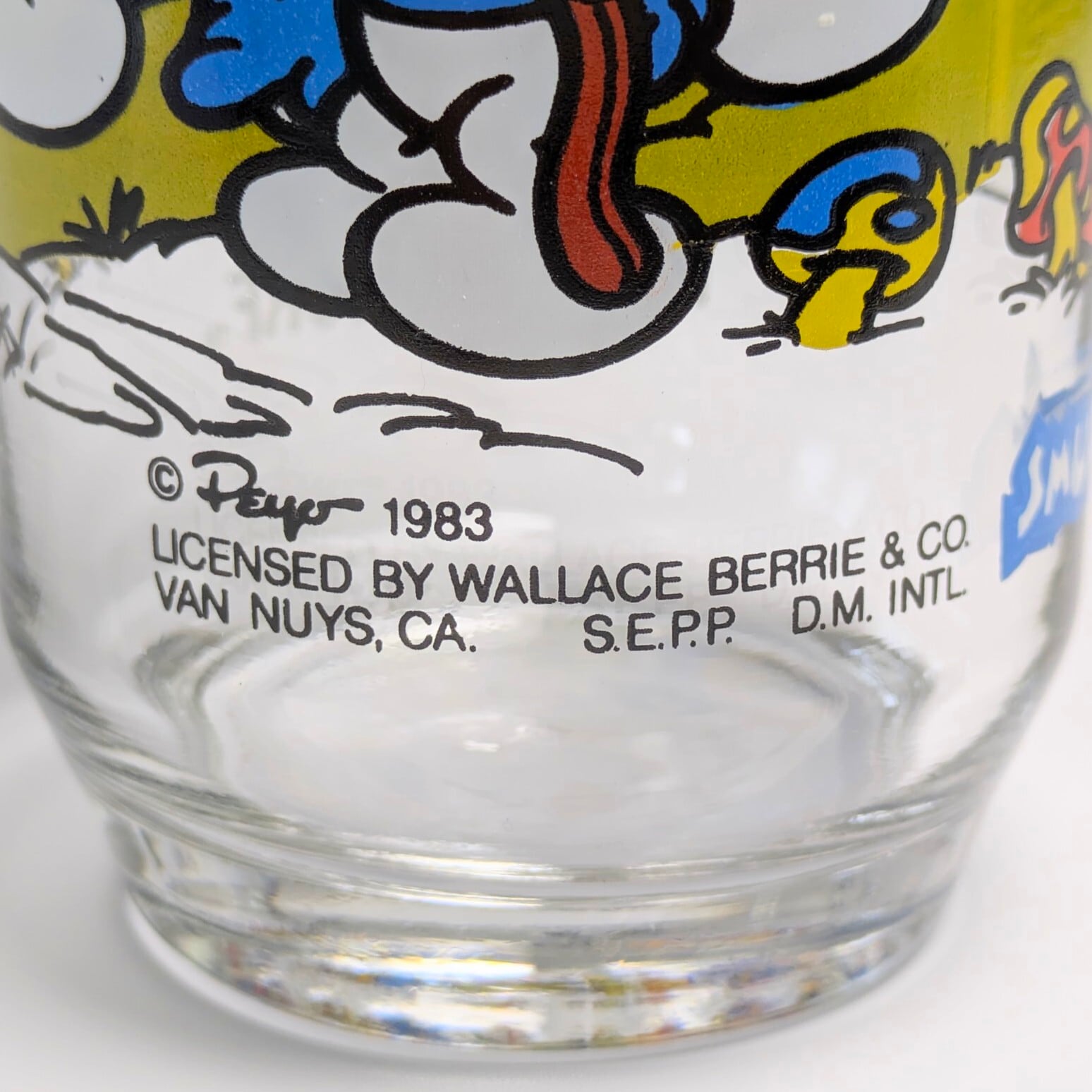 ☆ VINTAGE 1983☆【 SMURF / スマーフ 】 Hardee's / ハーディーズ ノベルティグラス 『 HANDY SMURF 』/ ビンテージ コップ〚アメリカン雑貨 アメトイ〛