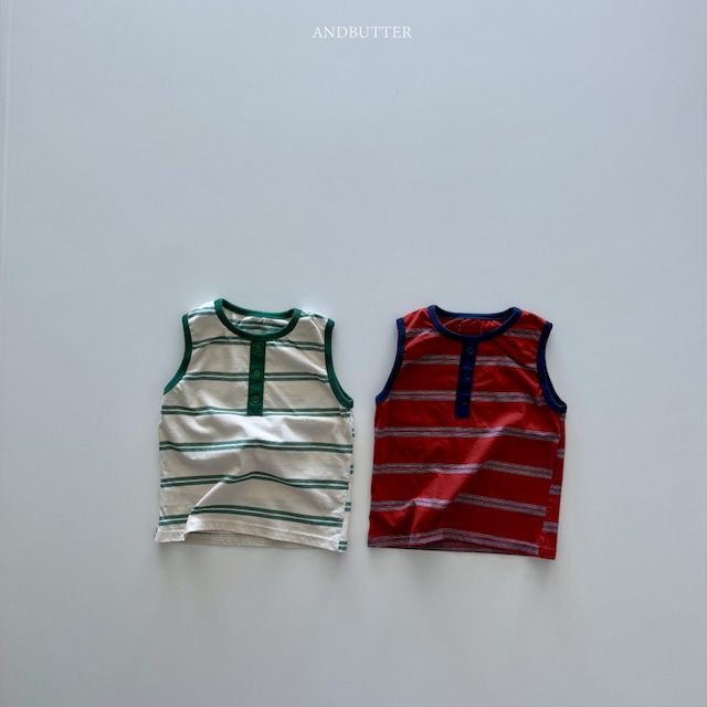 【取寄】andbutter|henley stripe sleeveless|ヘンリーボーダーノースリーブ|S-JM|kids&jr|26 summer 2nd