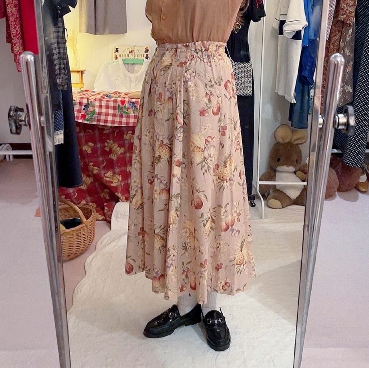 orange fruit gather skirt