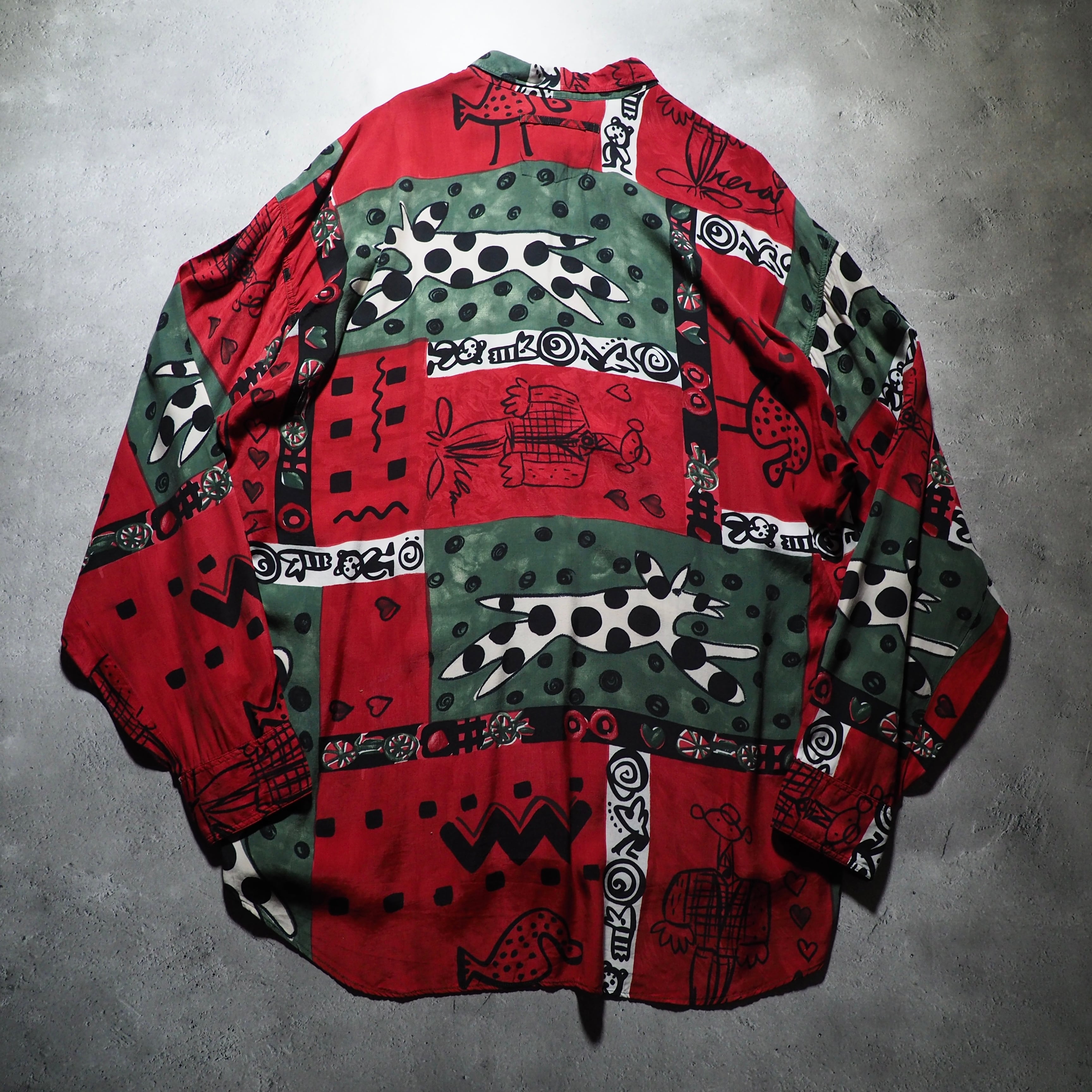 1990s Modern Retro art Painting vintage Drape loose shirt