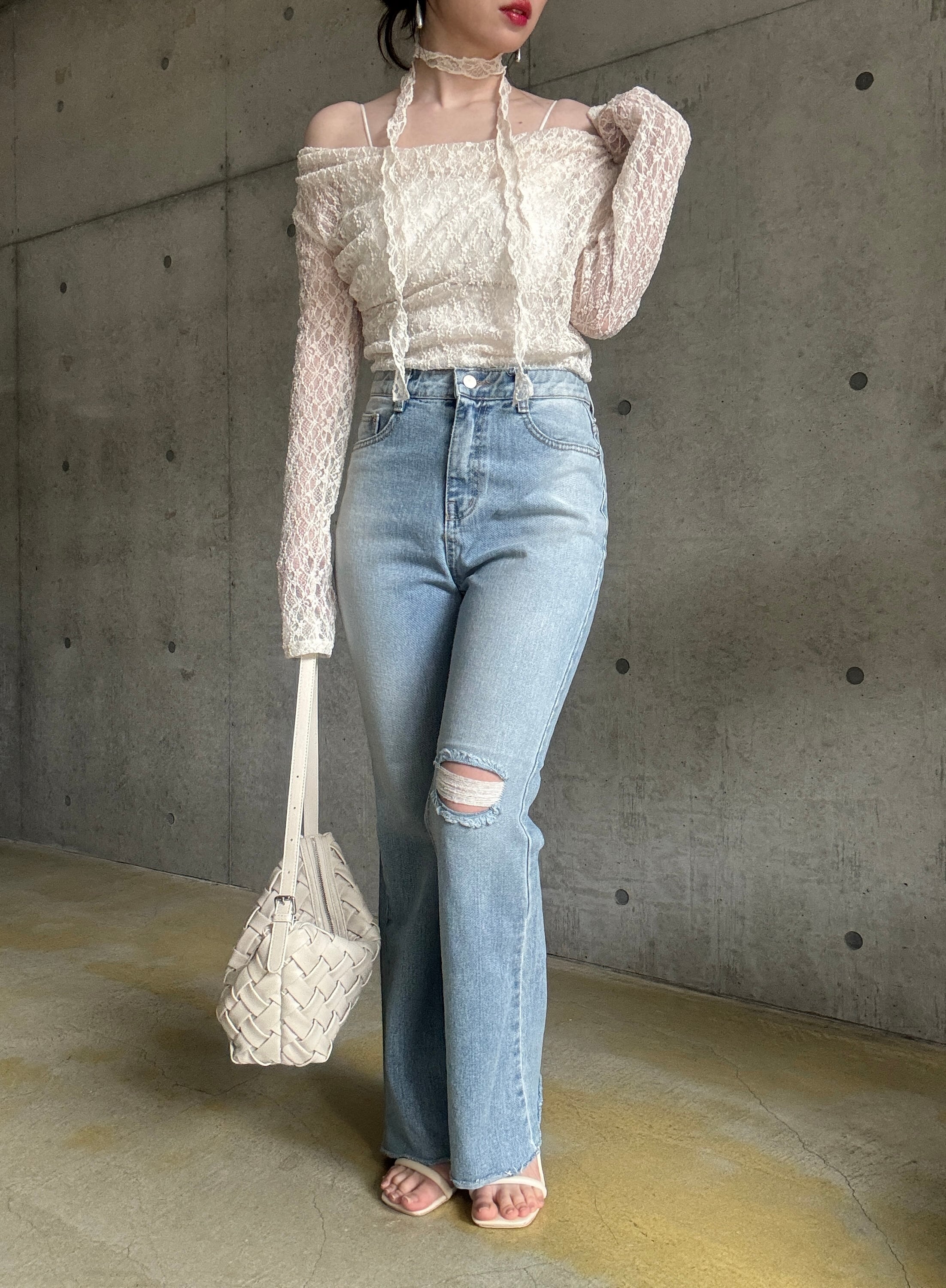 即納】チョーカータイ付きマルチWAY総レースTOPS【アイボリー】 | eeny