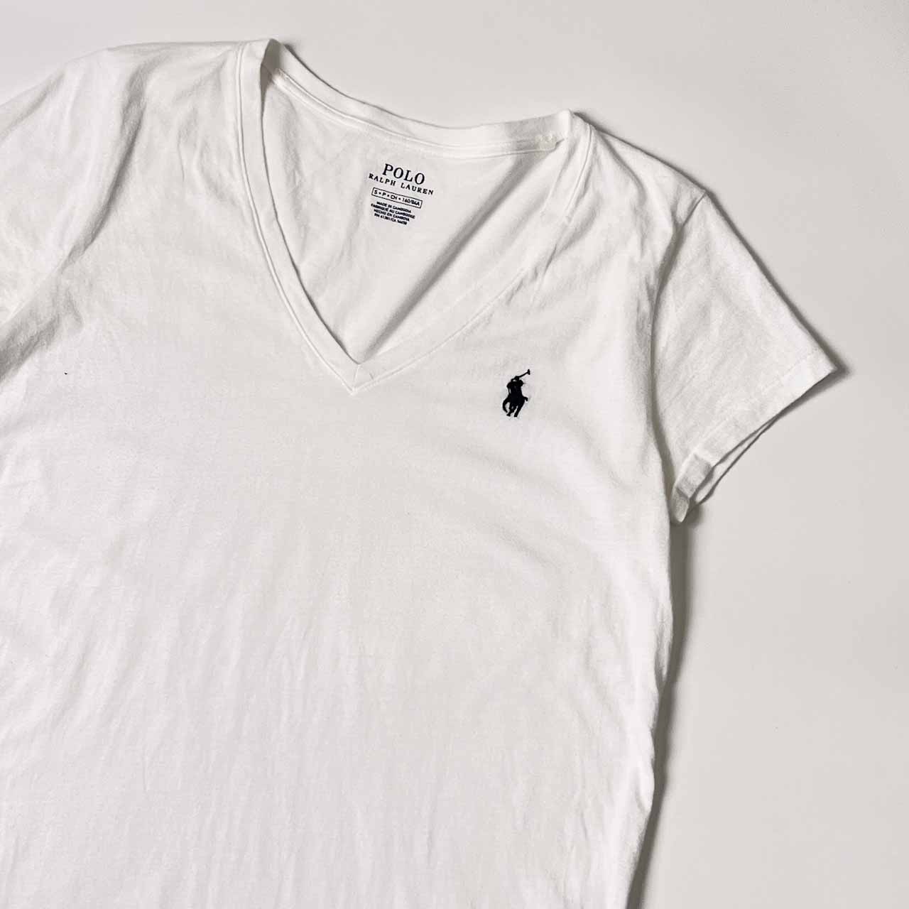 POLO RALPH LAUREN ポロ ラルフローレン Vネック 半袖 Tシャツ S/ホワイト メンズ