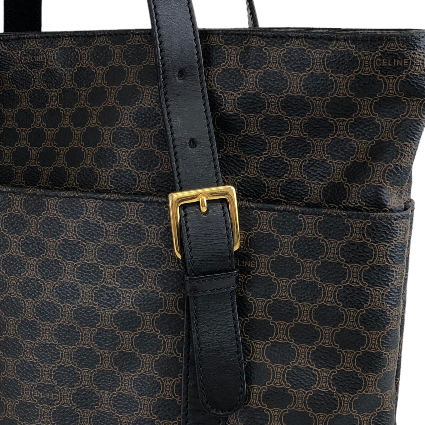 CELINE セリーヌ トートバッグ マカダム ブラック PVC レザー vintage