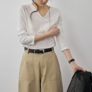 V-neck simple Cut and Sew T4269