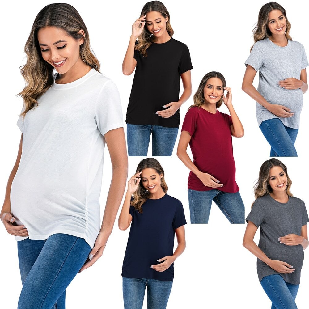 【新作】【送料無料】 6090＃Hot Solid Summer Maternity T-shirt Belly T Shirt Clothes Pregnant Women Loose European Pregnancy Tees Tops サマー 夏物 Tシャツ ソリッドカラー ヨーロピアン AL expec468736384366