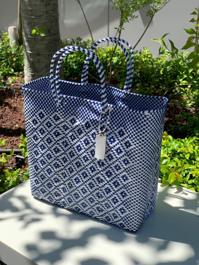 M Mercado Bag (Normal handle) White/Blue