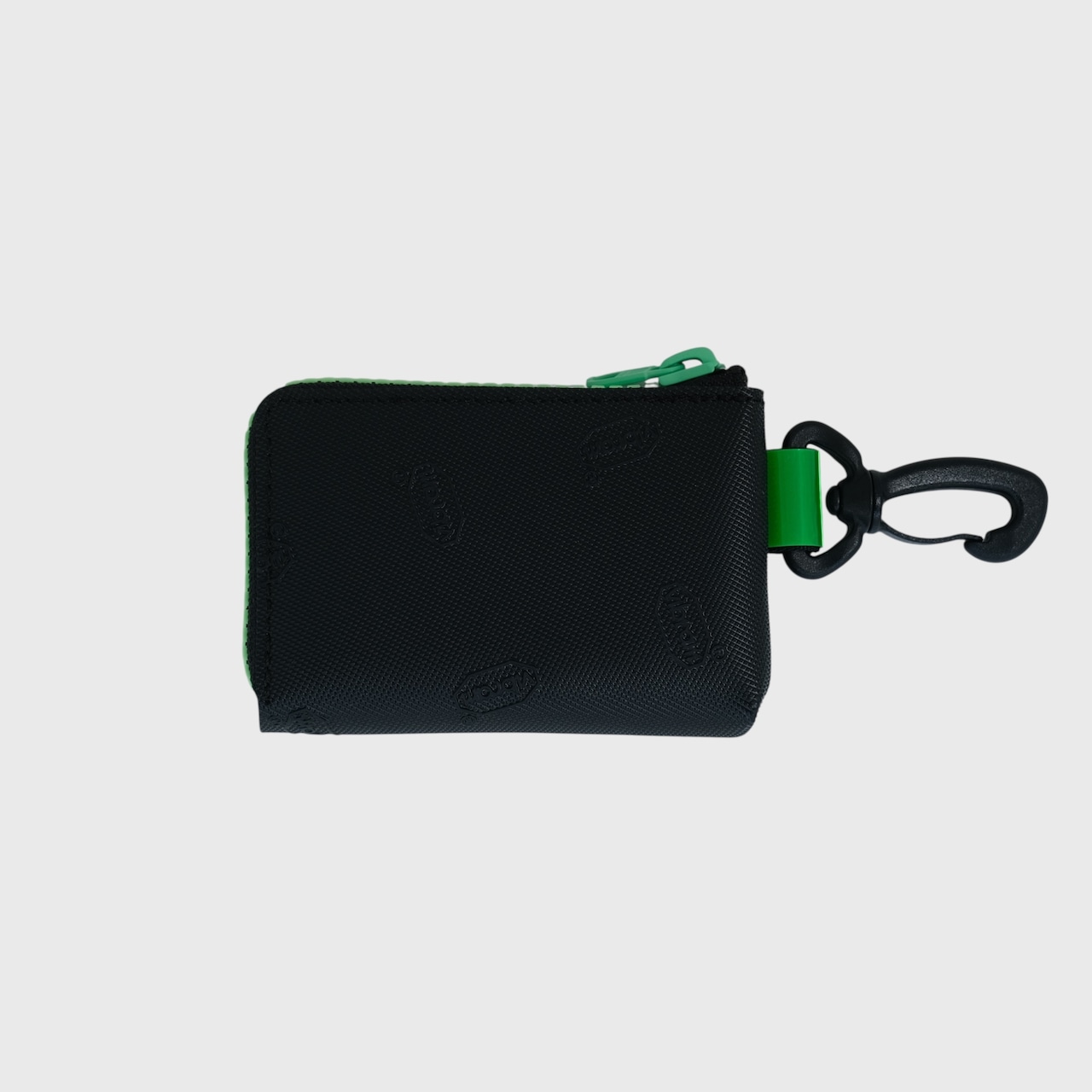 vibram card case (black×clear) with green glowing zip