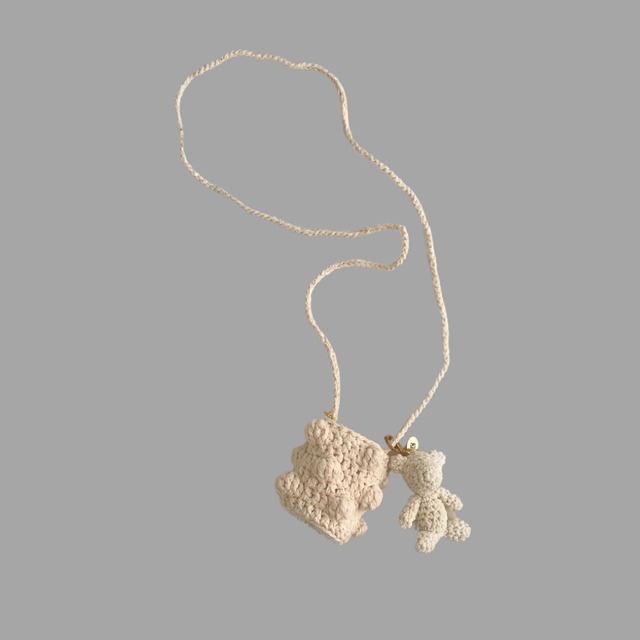 Mini Bear Charm / Off White / シルクのテディベアチャーム
