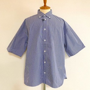 Tech Cotton Like Stripe BD BOX-A Line Half Sleeve Shirts　Navy