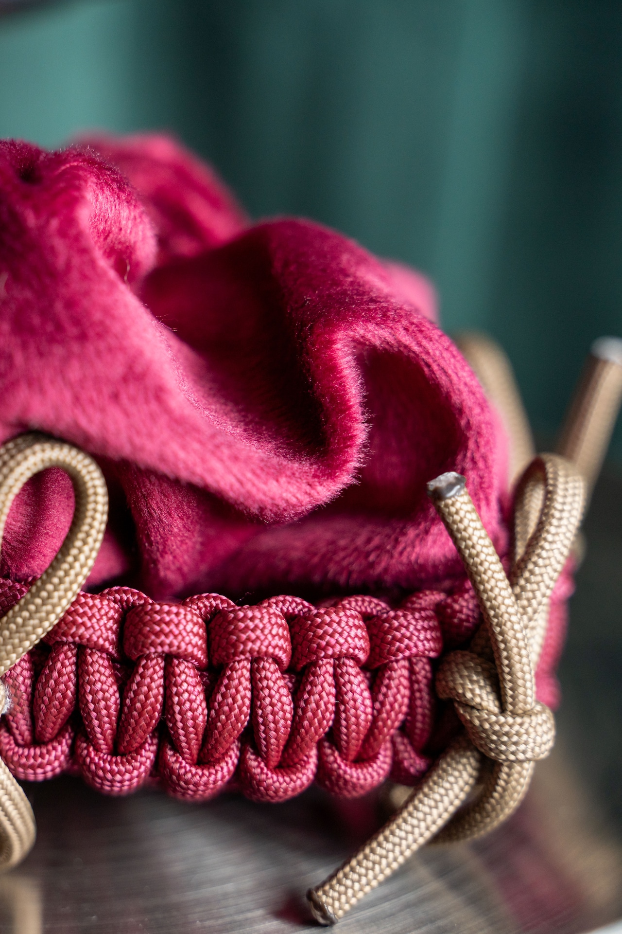 3way velour strap Red