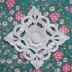 ブロックプリント生地【50cm単位】インド綿  花柄 ピーコックグリーン×ピンク×白 #71372-GR1