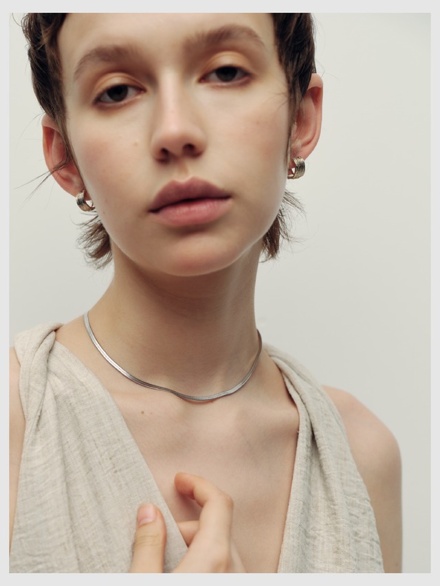 Hoop pierce -Champagne Silver-