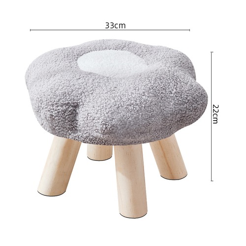 スツール ロータイプ 高さ22cm ８色展開  花型 ブルー グレー青 灰色 ソファスツール 椅子 ファッションソファスツール コーヒーテーブル ホーム 小さなスツール ロースツール 木製 ラムスキン