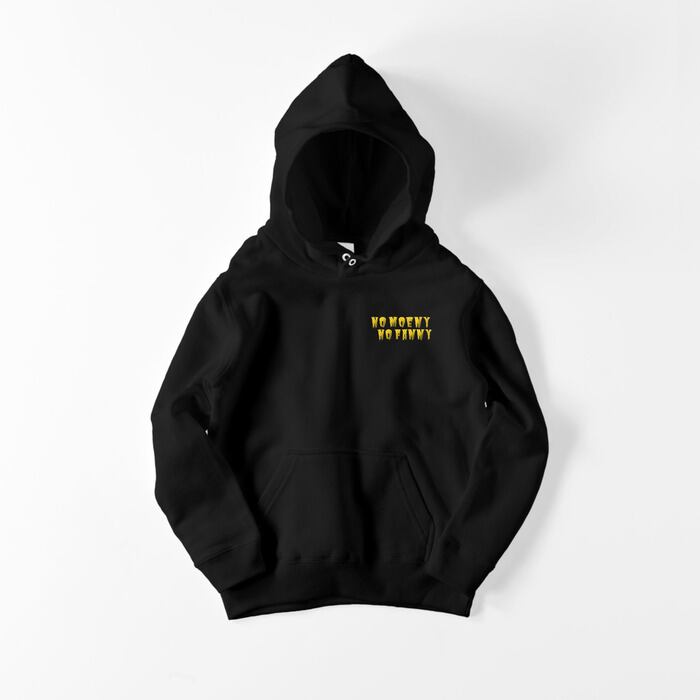 embroidery brand name hoodie black | PAY ID