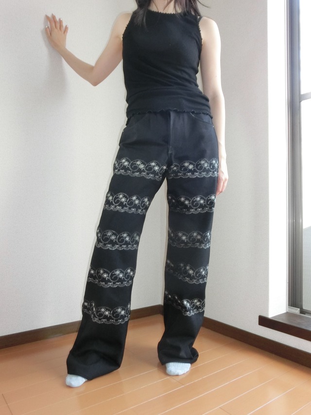 【Ordered product / Stock 0/3】black trace denim  （womens）