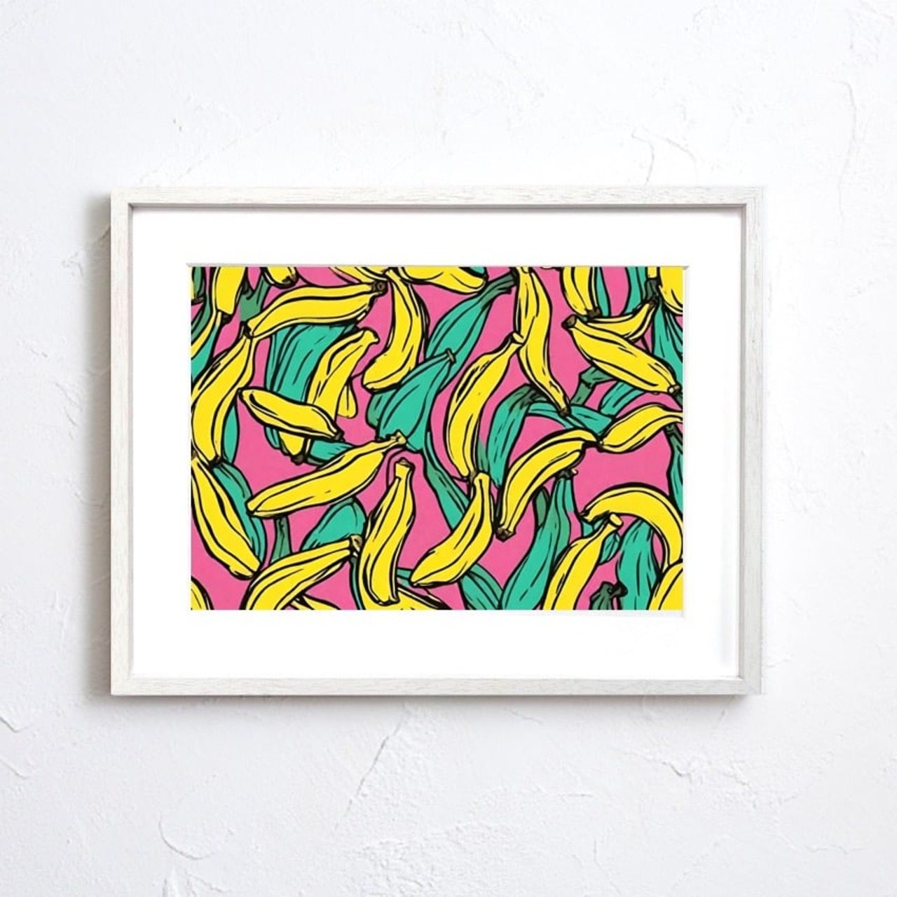 BANANA｜抽象バナナのカラフルアートポスター｜遊び心とモダンを両立した一枚｜額縁付き完成品｜国内生産｜A4ポスター