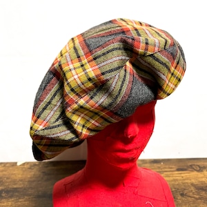 UNFINISHEDレトロチェックビッグシルエットベレー帽