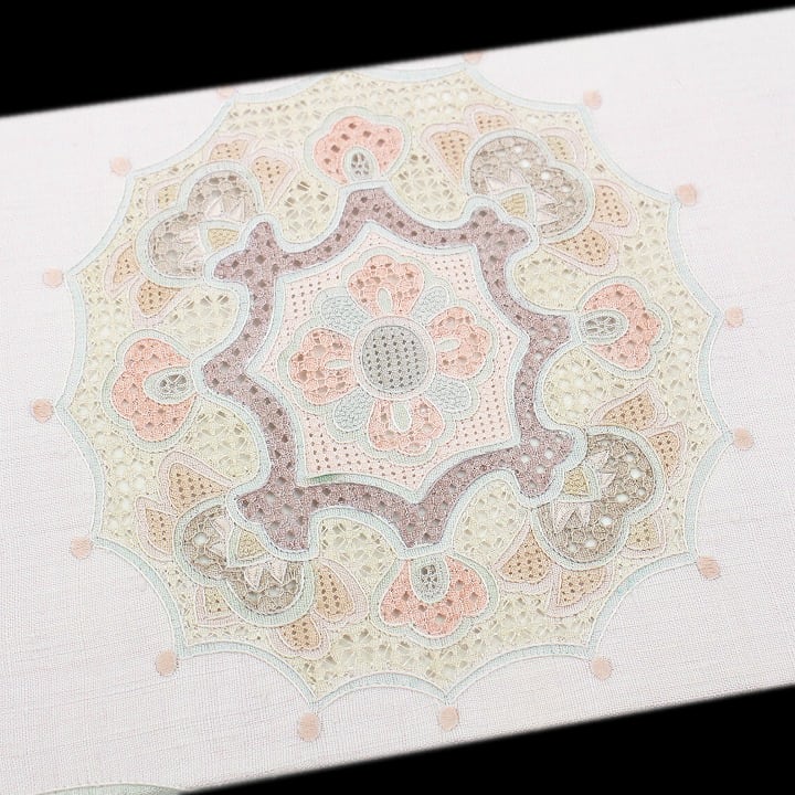 結城紬の【三大刺繍】 嬉しい『長尺』388cm 単衣にも… 新品の