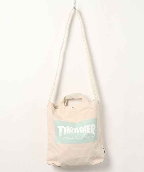 THRASHER (スラッシャー)   2wayショルダーバッグ  キャンバス THR-133 ホワイト/グリーン