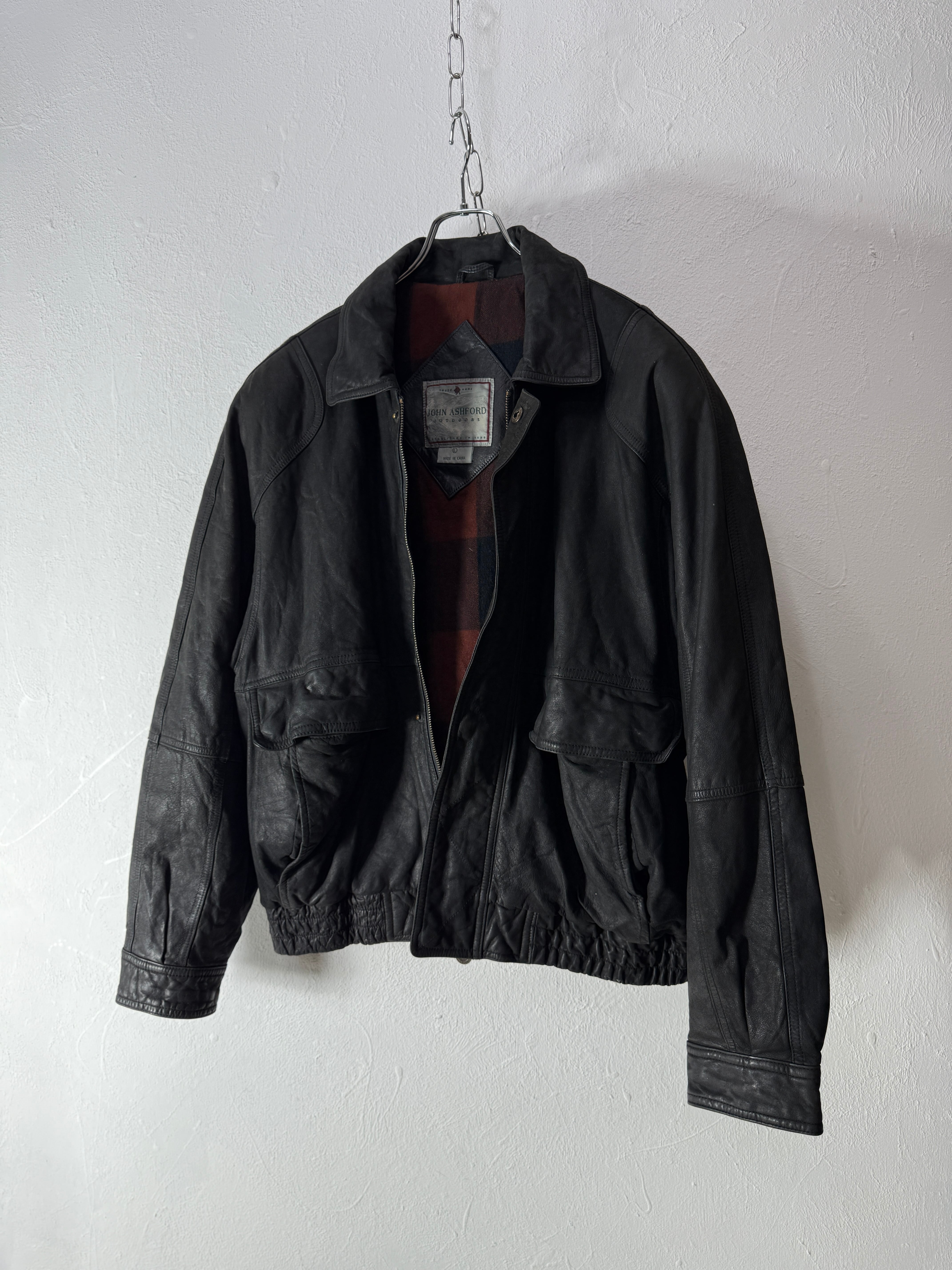 90's “JOHN ASHFORD” Leather Jacket – Dark Minimal | SISON