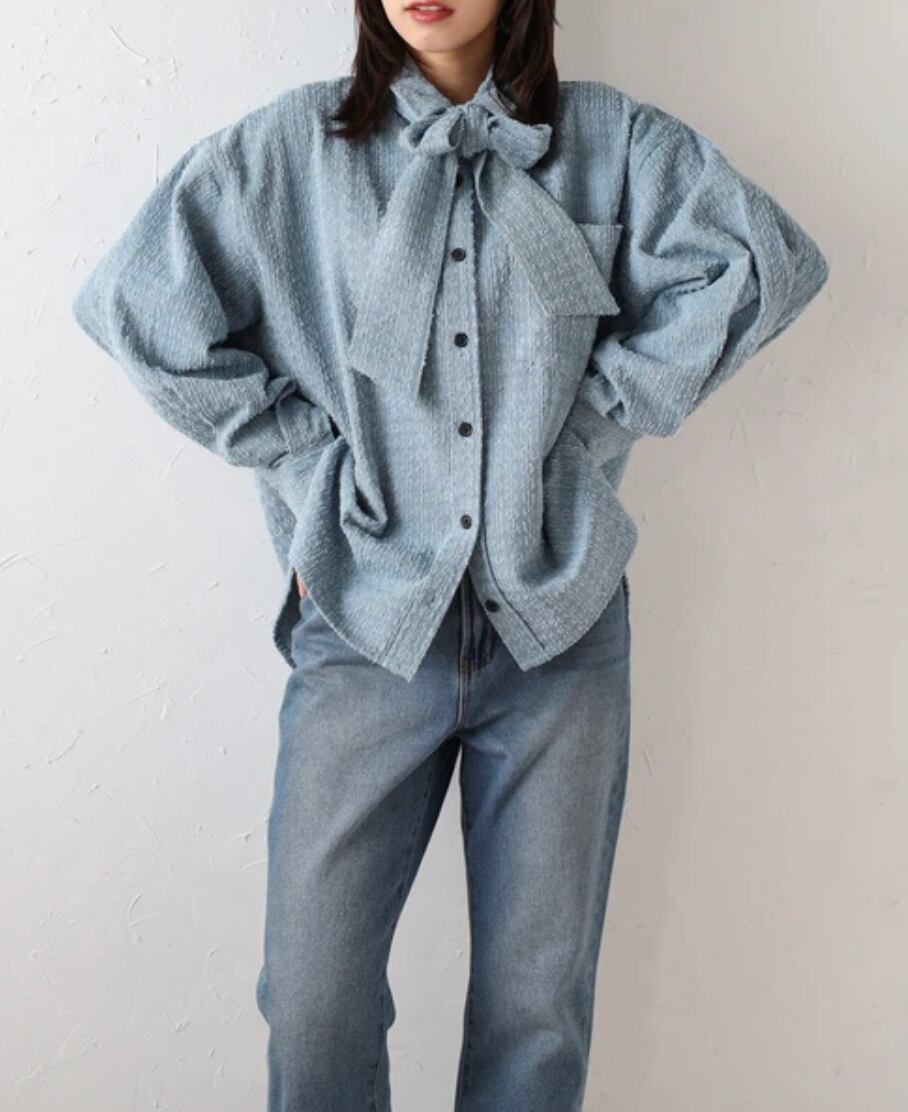 ナンバーミーTOKYO" CLUSH DENIM RIBON SHIRTS"LIGHTBLUE