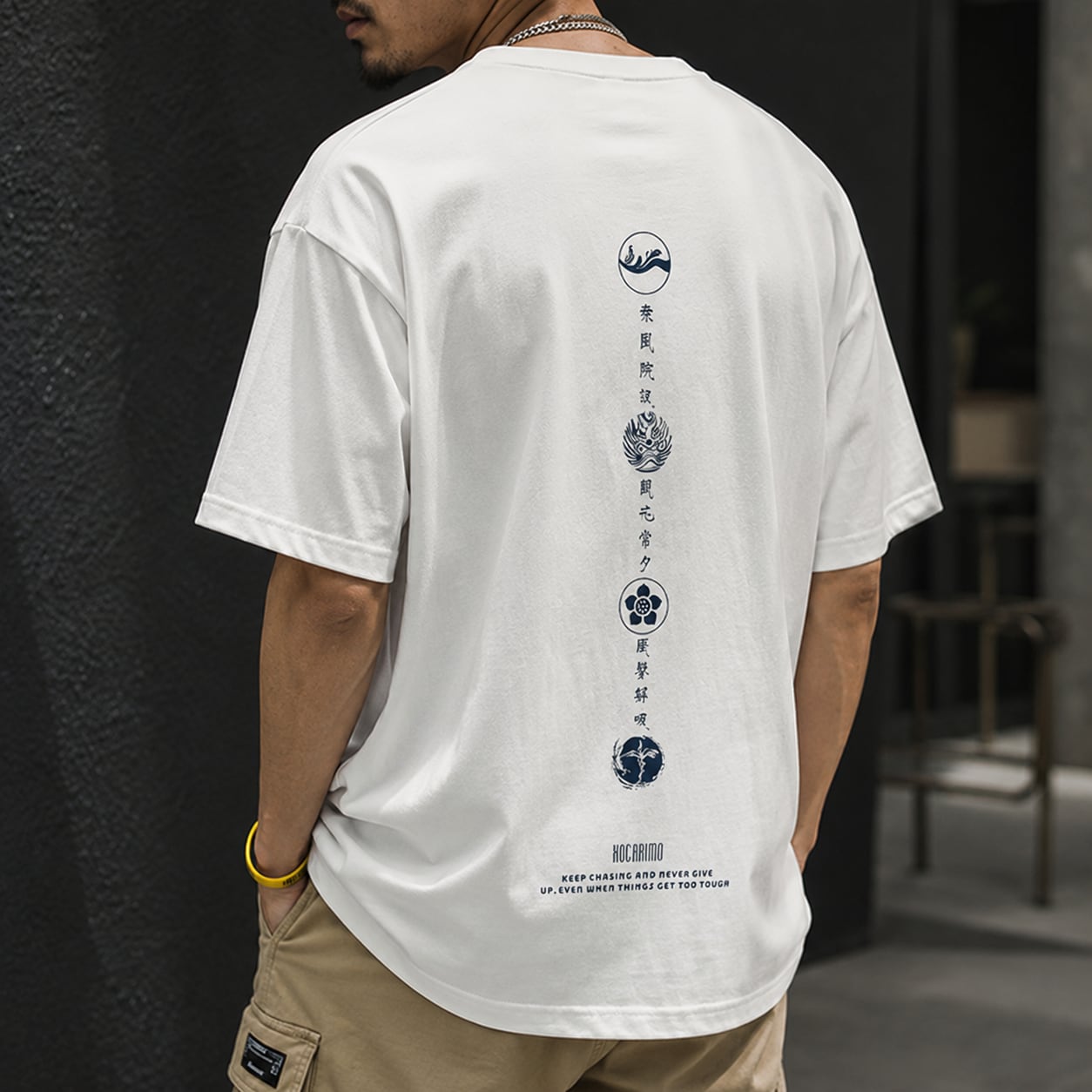 【H0225】Back Print Oversized Crew Neck T-Shirt