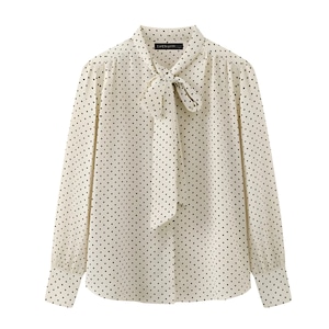 Dot Bow Tie Blouse F0096