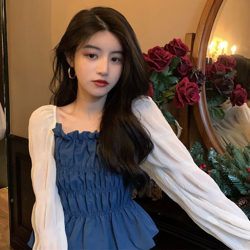 カラーシャツ スプリングトップス ロング 春物 スクウェア 萌量不足90132084852