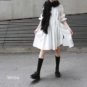 Irregular Ruffles Shift Dress / イレギュラー ラッフル シフト ドレス ワンピース