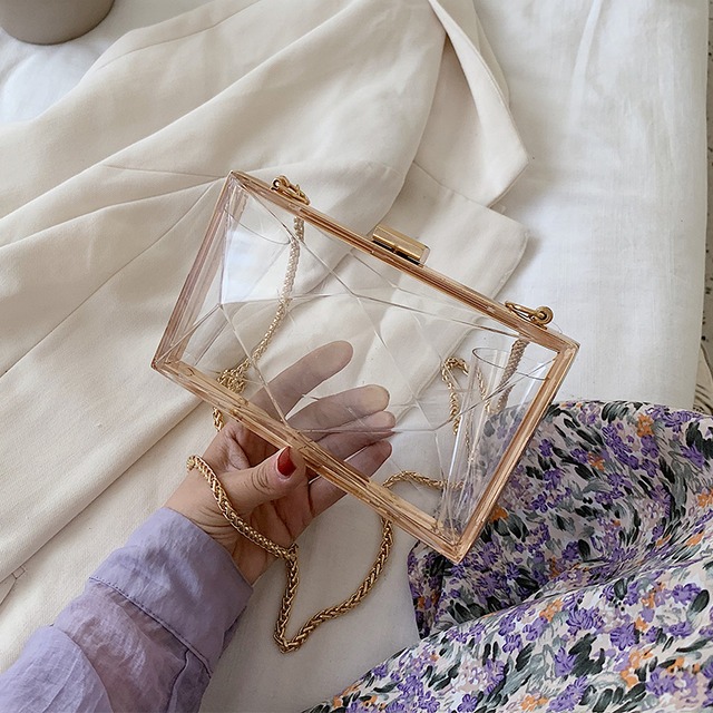 小さなバッグ2020夏の新しい波のファッションチェーンショルダーメッセンジャーバッグネットレッドワイルド透明ボックスバッグ Tiancai_Wing_Bag0467691