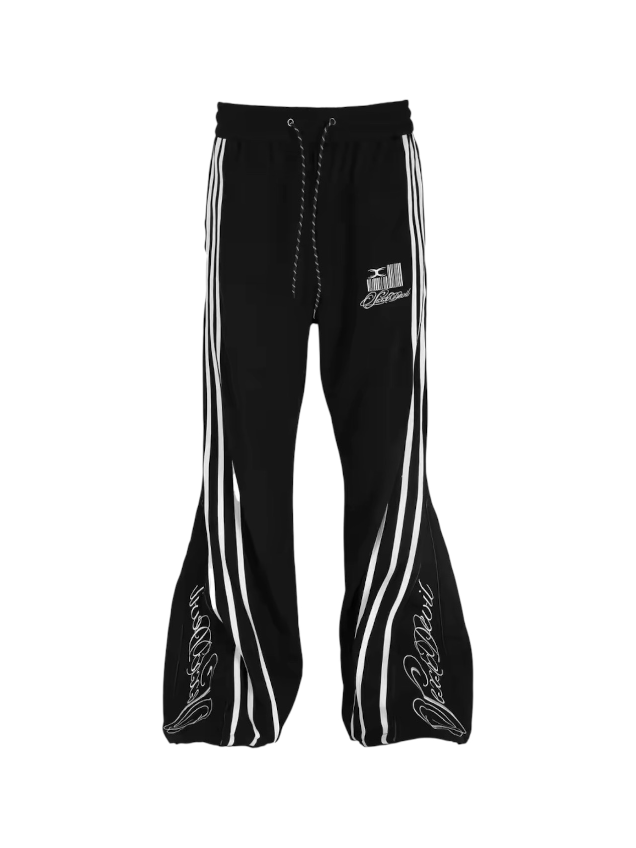 【SEXXDEVIL】“DESIRE” Deconstructed Zip-Detail Pinstripe Sweatpants