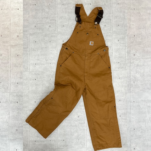 古着 送料無料 カーハート Carhartt キッズ オーバーオール ダック地 ウォッシュ生地 裏キルト