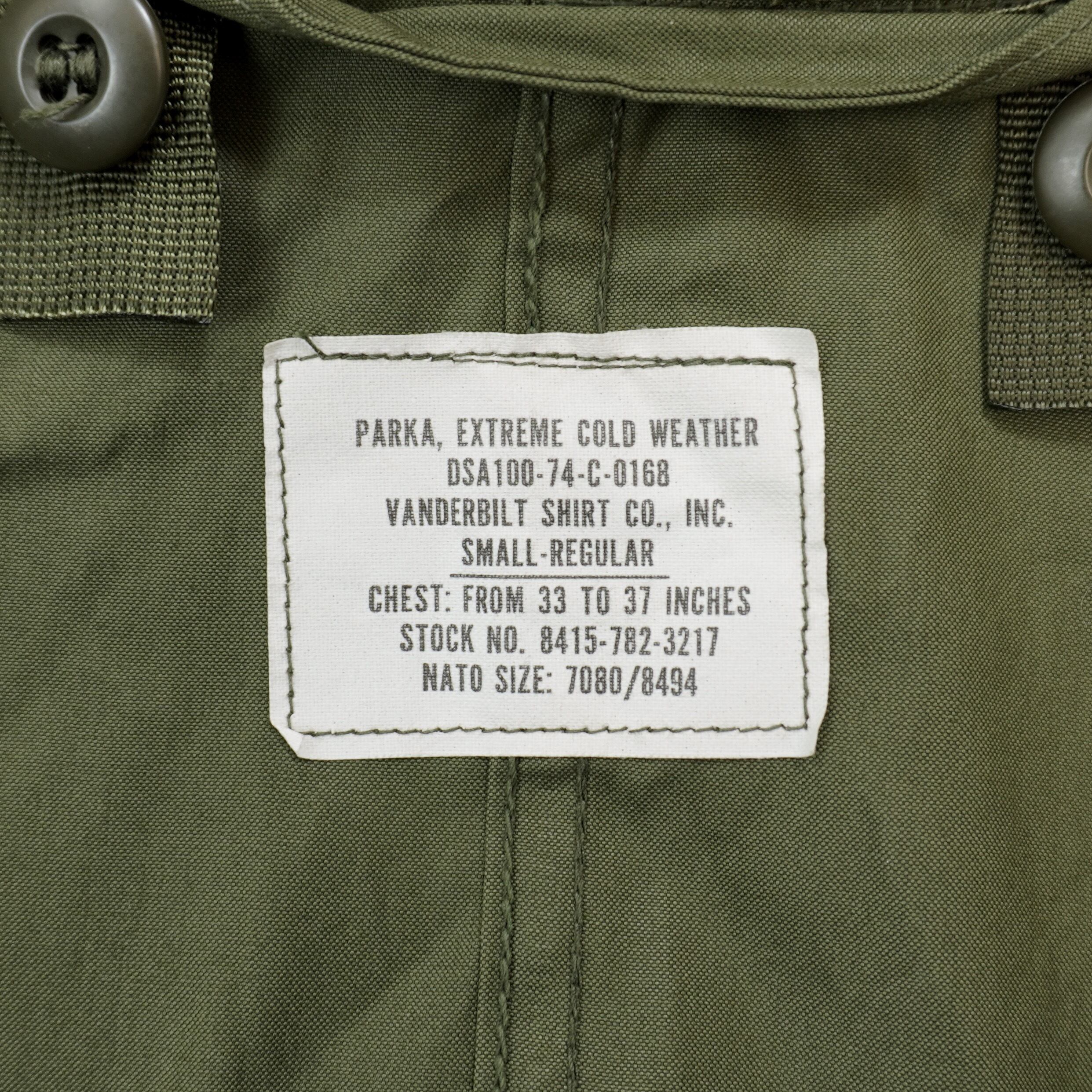 74年 M-65 PARKA SMALL-REGULAR ふくらみ 74年 M-65 PARKA SMALL-REGULAR ふくらみ