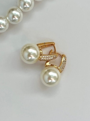 24k High quality / glass pearl luxury pierce【 2color 】No.P032