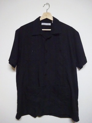 キューバシャツ 半袖 ピンタック 刺繍