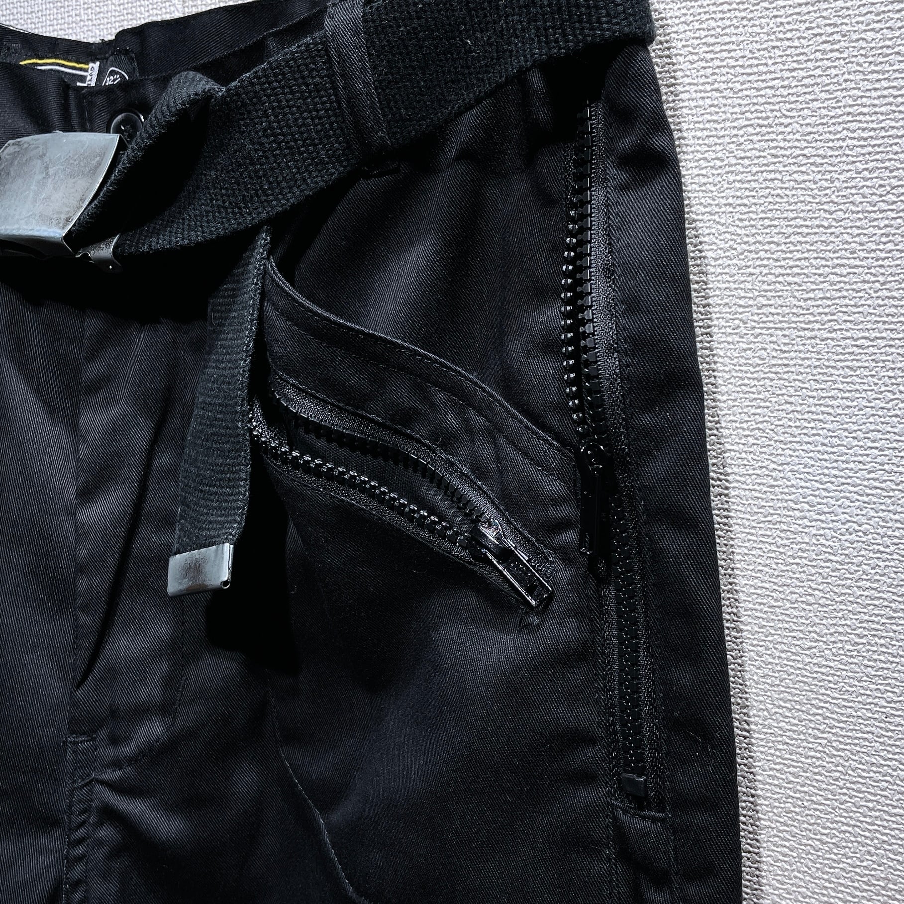 Black mode × technical multi Pockets Design Work pants (Dead stock)