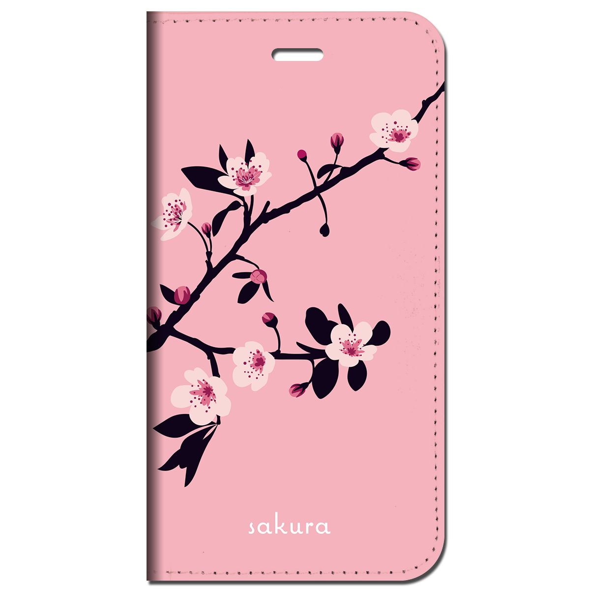 iPhone対応 スマホ 手帳型ケース サクラ ピンク イラスト 桜 フラワー 【iPhone17 / iPhone16 / iPhone16e / iPhoneSE 他 iPhone各機種対応】 st57