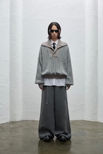 BALIANG Rib Plaid Patchwork V-neck Sweater