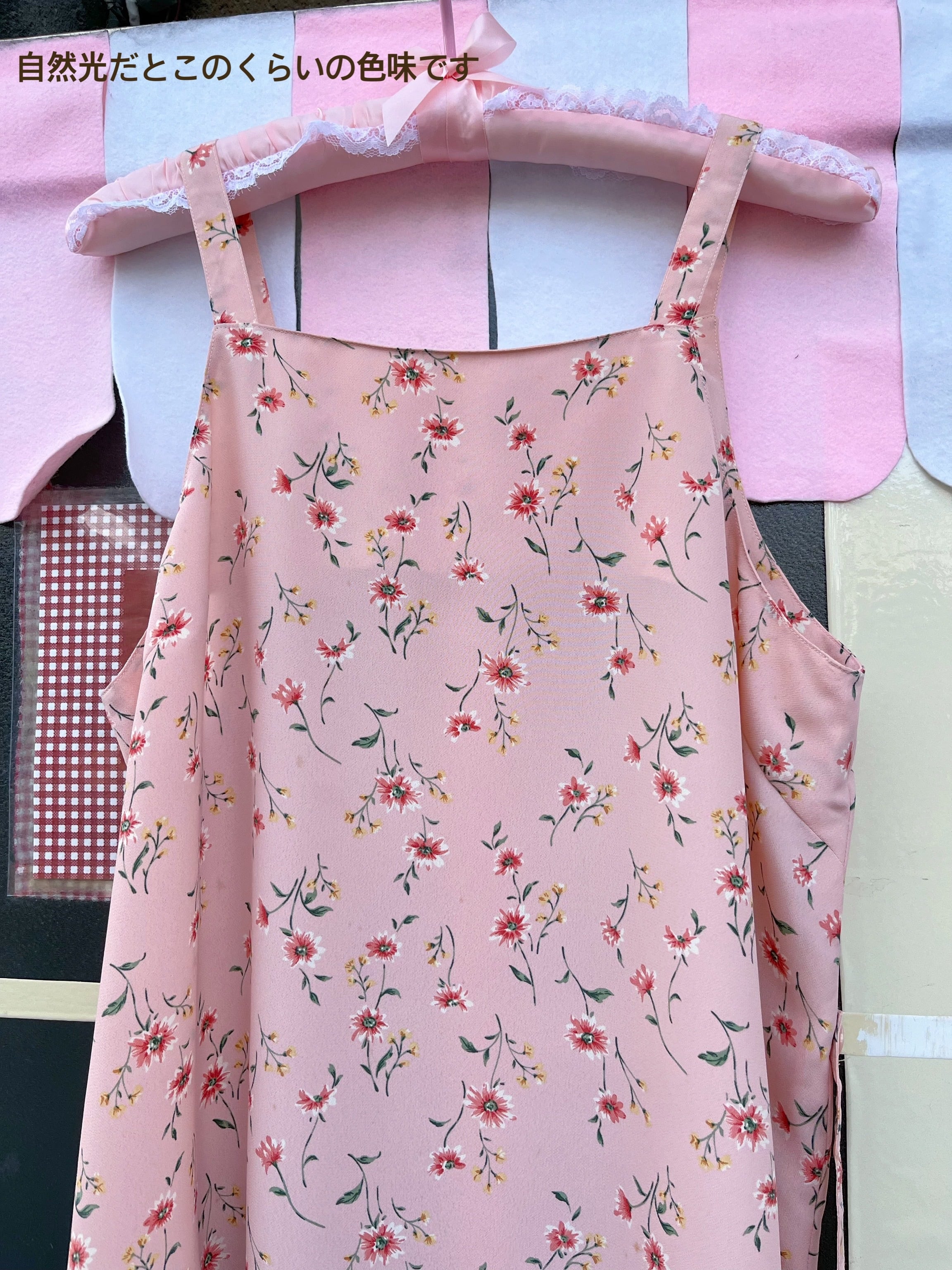 pink flower apron one-piece