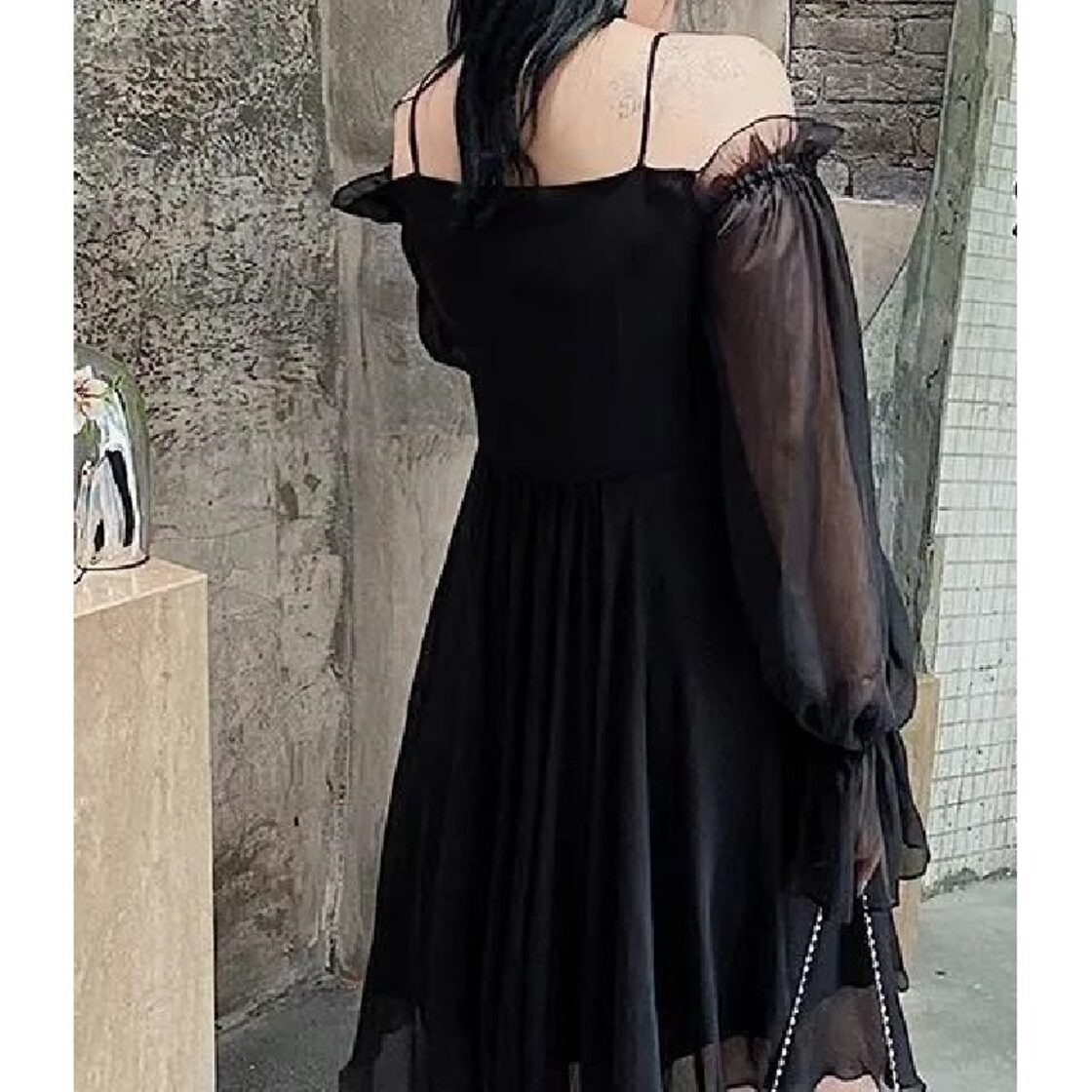 L ～ 5XL 送料無料 セクシー ビッグ レース ブラック ドレス モード系 