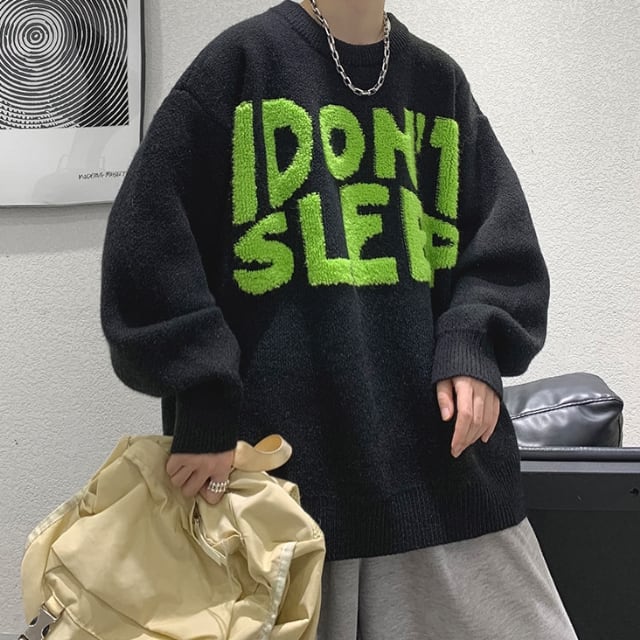 予約販売】ニット セーター オーバーサイズ 英字 ポップ メンズ